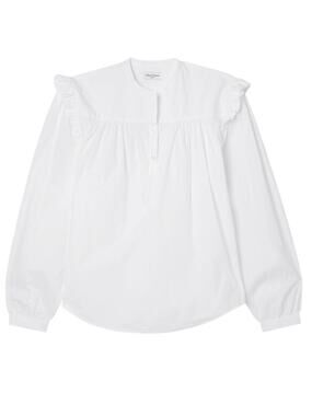Officine Generale Ruffled White Charline Blouse Size L